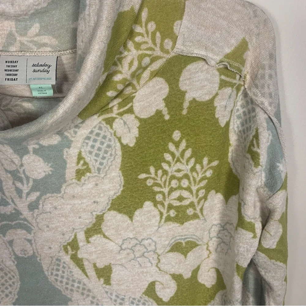 Anthropologie Saturday Sunday Soft Cozy Cowl Neck Floral Sweater Dress - Picture 10 of 14